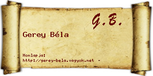 Gerey Béla névjegykártya